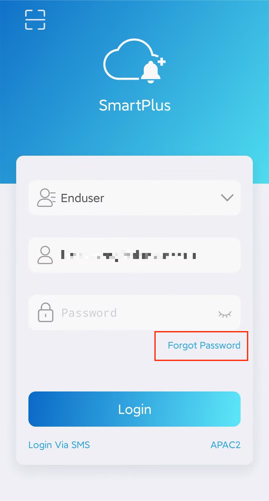 SmartPlus User App Password Reset