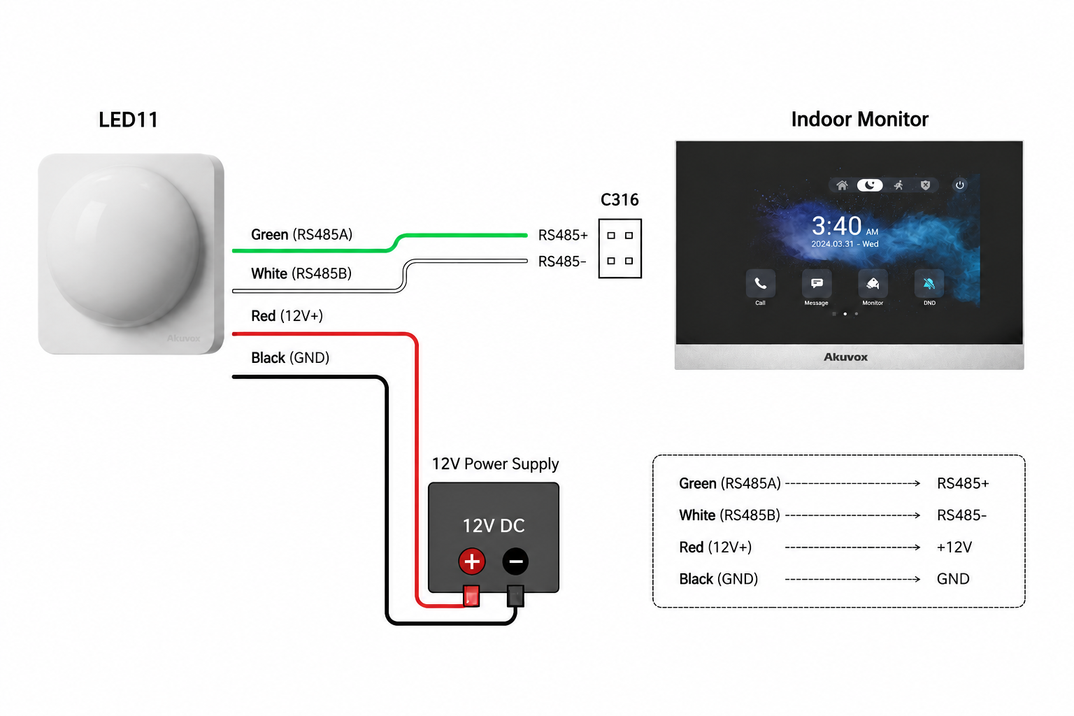 LED11 RS485 wiring diagram