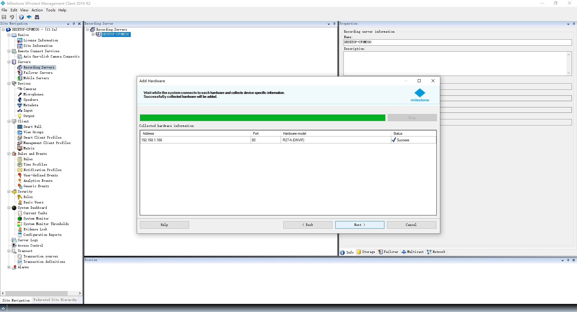 Integration with Milestone V1_202008019 - Video Management System