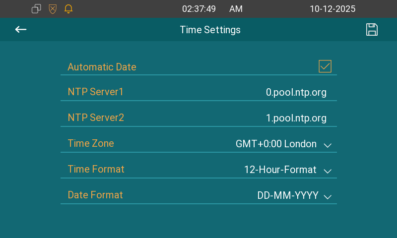 Time Default Language and Time