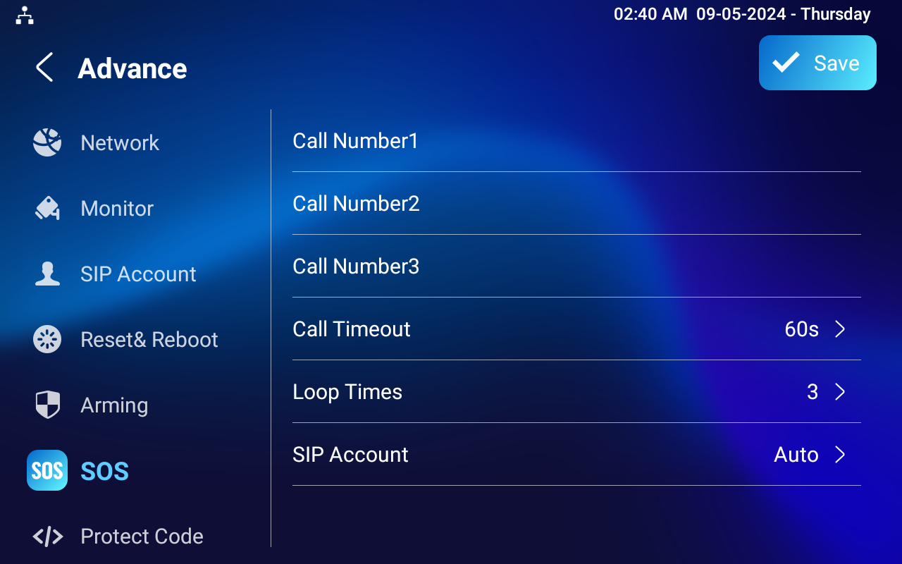 Sos Number Example Call Setting