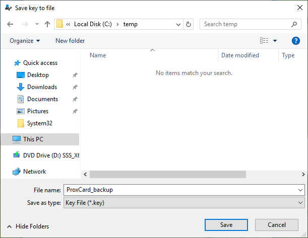 Database Key Backup and Import