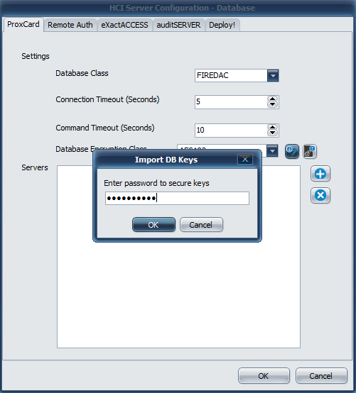 Database Key Backup and Import