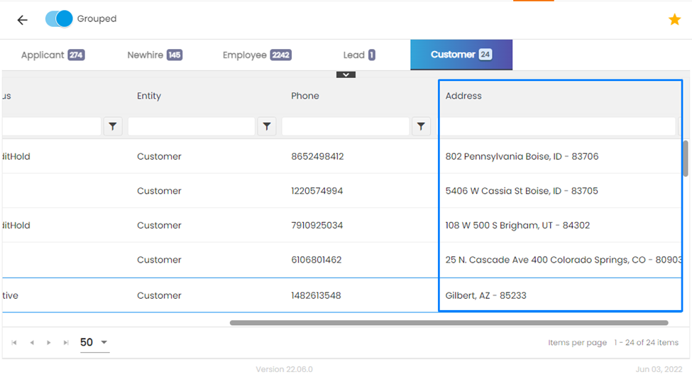 Address Column Added to Global Search