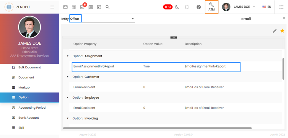 Email Assignment Info Report Option Property Added