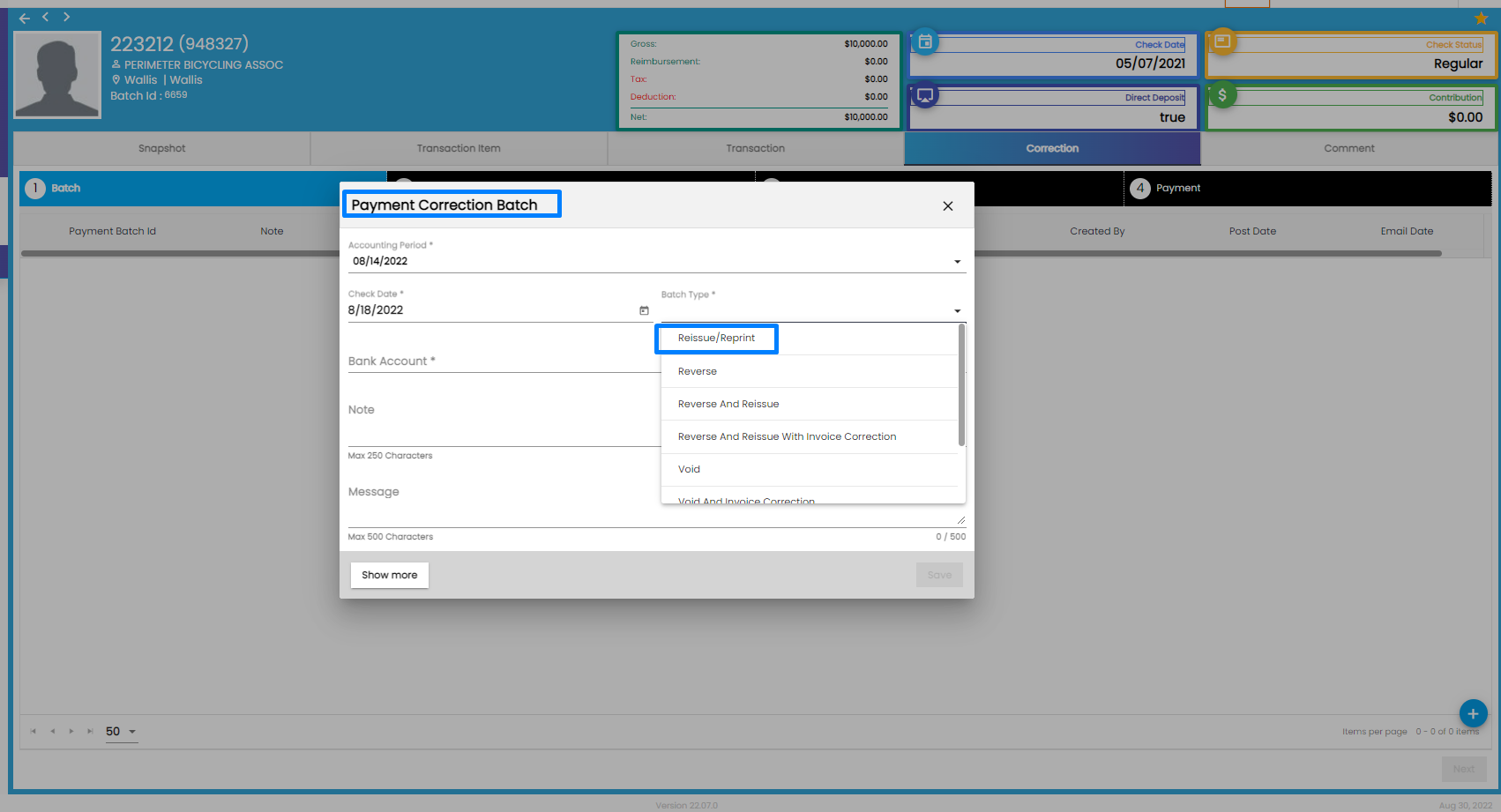 Improvement_Batch Type of Payment Correction Renamed