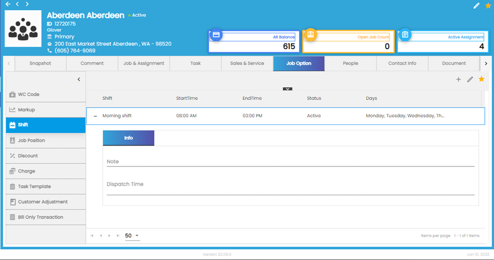 Improvement_Dispatch Time and Days Displayed in Shift Side Navigation