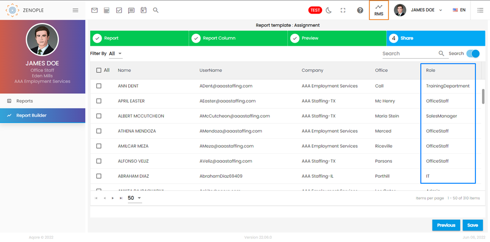 Improvement_Role Id Replaced with Role in Report Builder