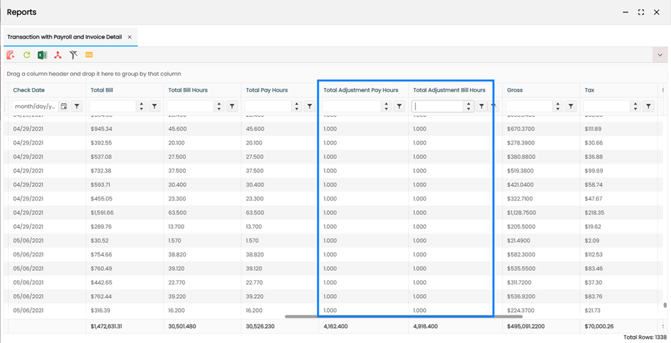 Improvement_Transaction with Payroll and Invoice Detail Report