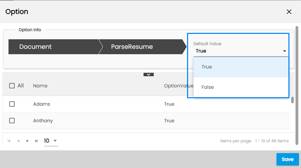 Parse Resume Option Property Added