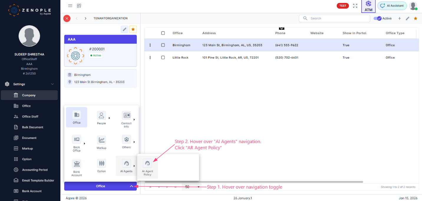 AI Agents navigation to AR Agent Policy