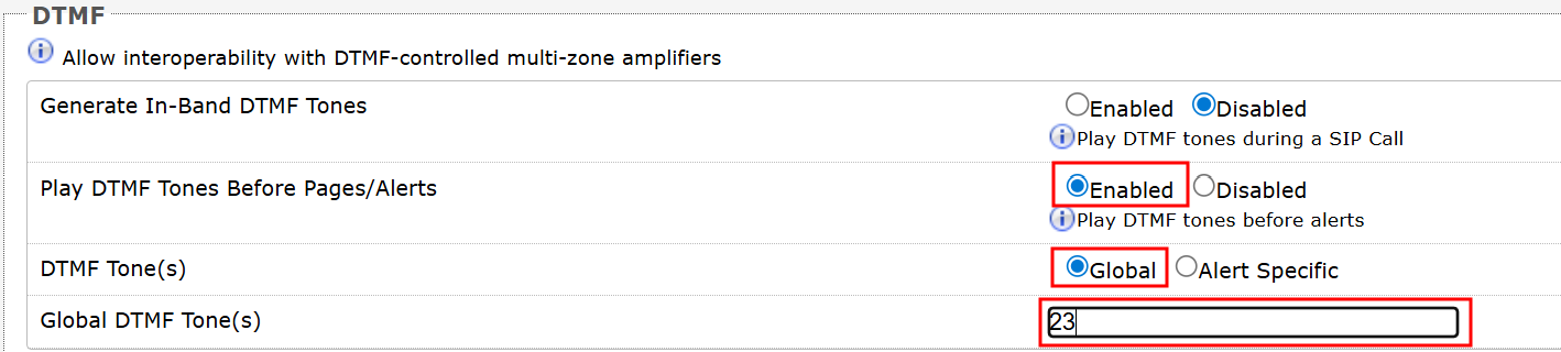 Playing DTMF Tones Before Paging or Alerts
