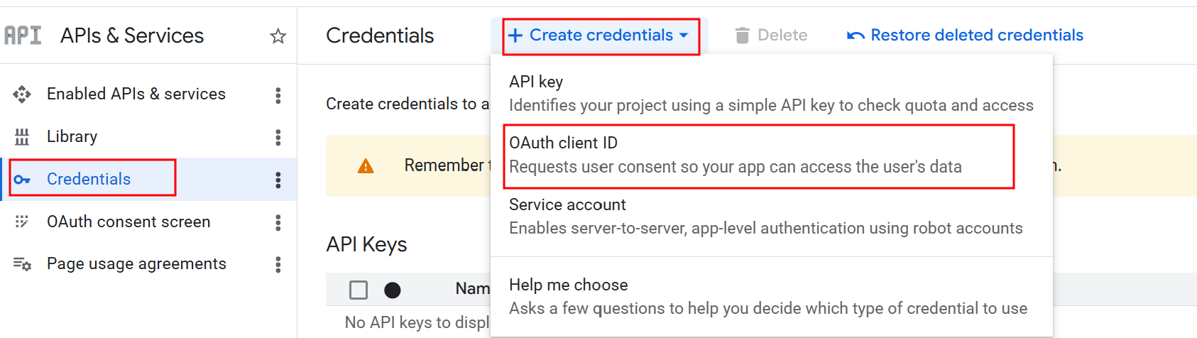 Example: OAuth Configuration for Google Docs