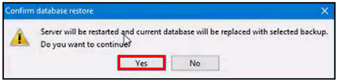 Confirm Database Restore