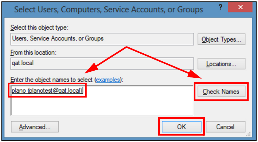 Select Users, Computers, Service Accounts, or Groups
