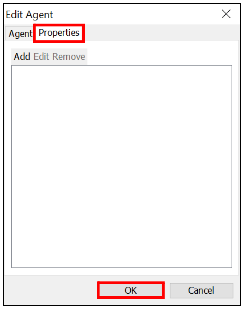 Edit Agent - Properties Tab