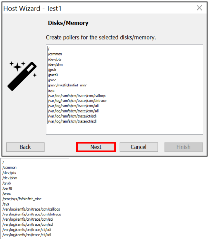 Host Wizard - Disks/Memory
