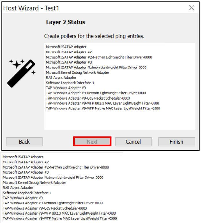 Host Wizard - Layer 2 Status