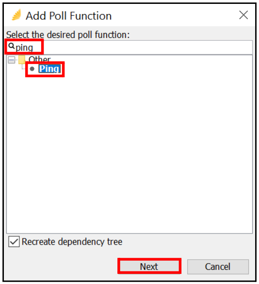Add Poller Function - Select Ping