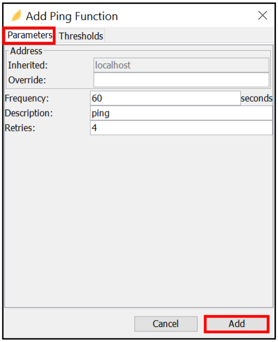 Add Ping Function - Parameters Tab
