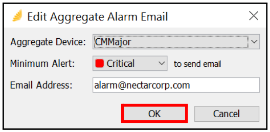 Edit Aggregate Alarm Email