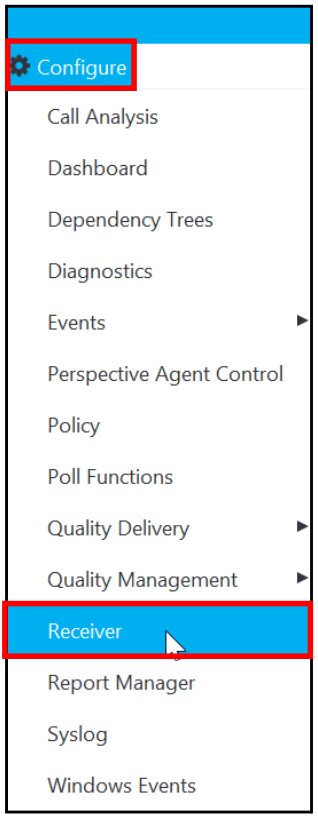 Configure > Receiver