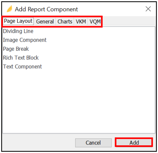 Add Report Component