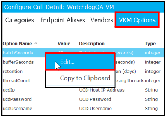 Edit VKM Options