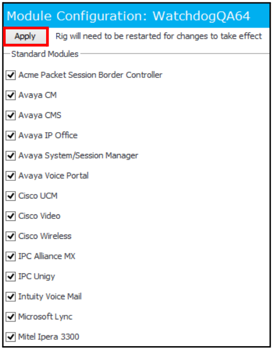 Select Module(s) to Enable on RIG