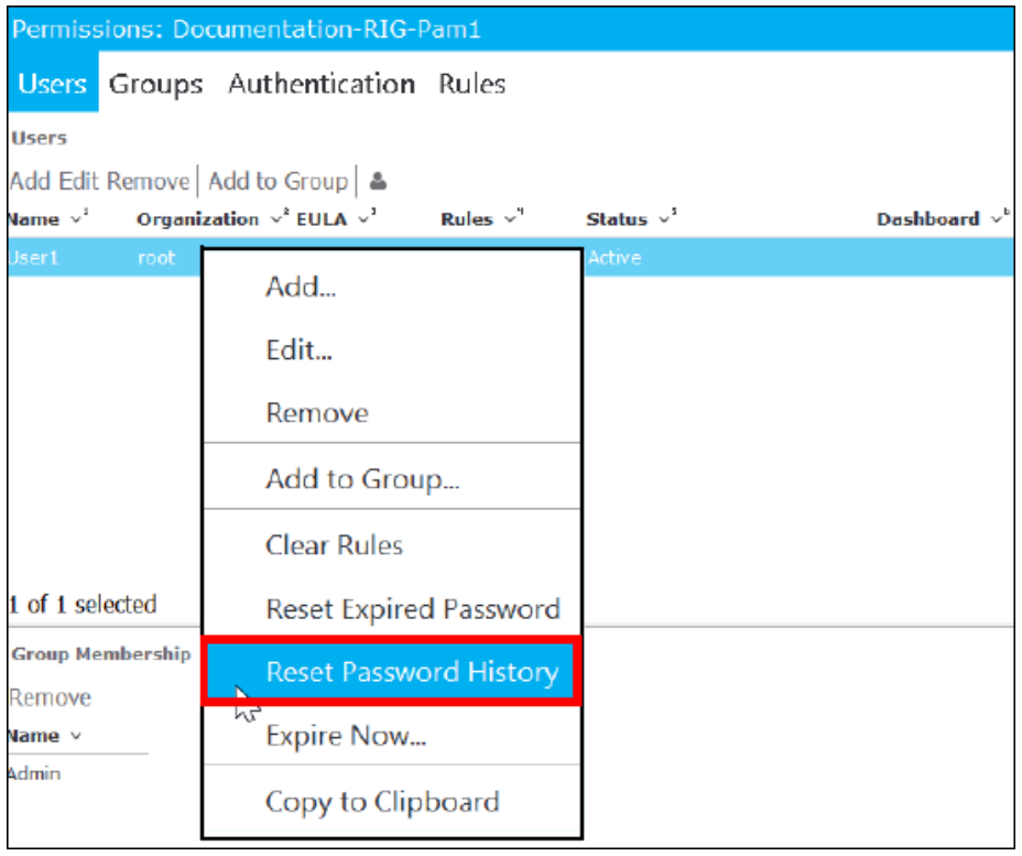 Reset Password History