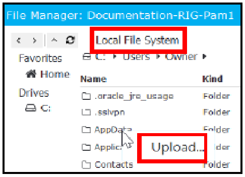 Upload File from Local File System