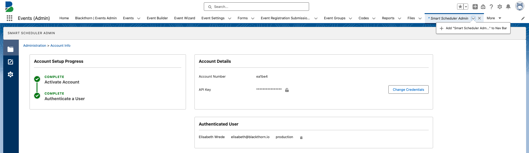 Add Smart Scheduler tab_Click Add to Navigation