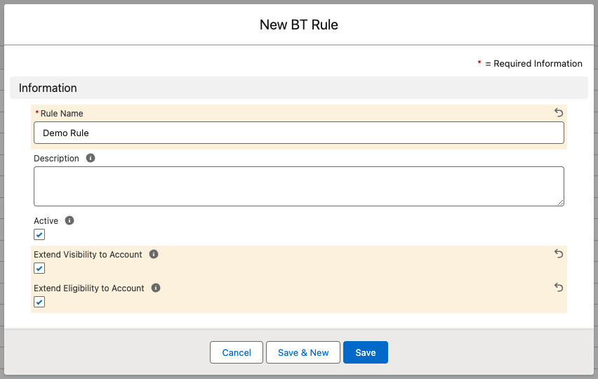 Create a new BT Rule