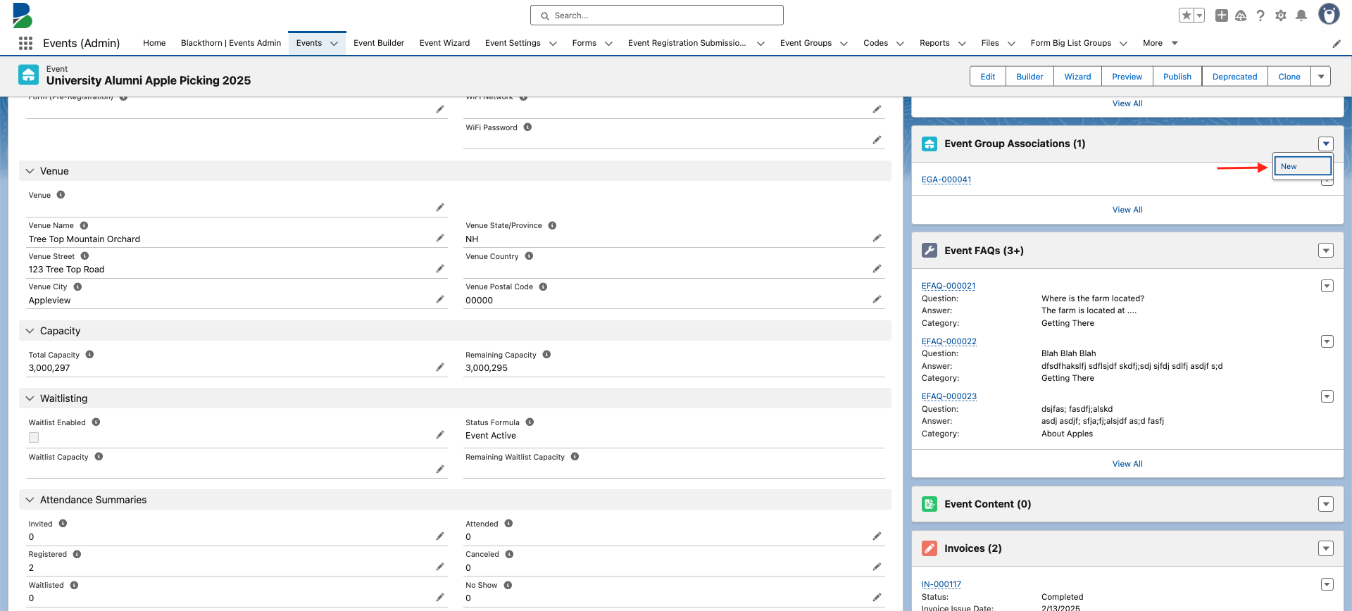Create an Event Related to Multiple Event Groups