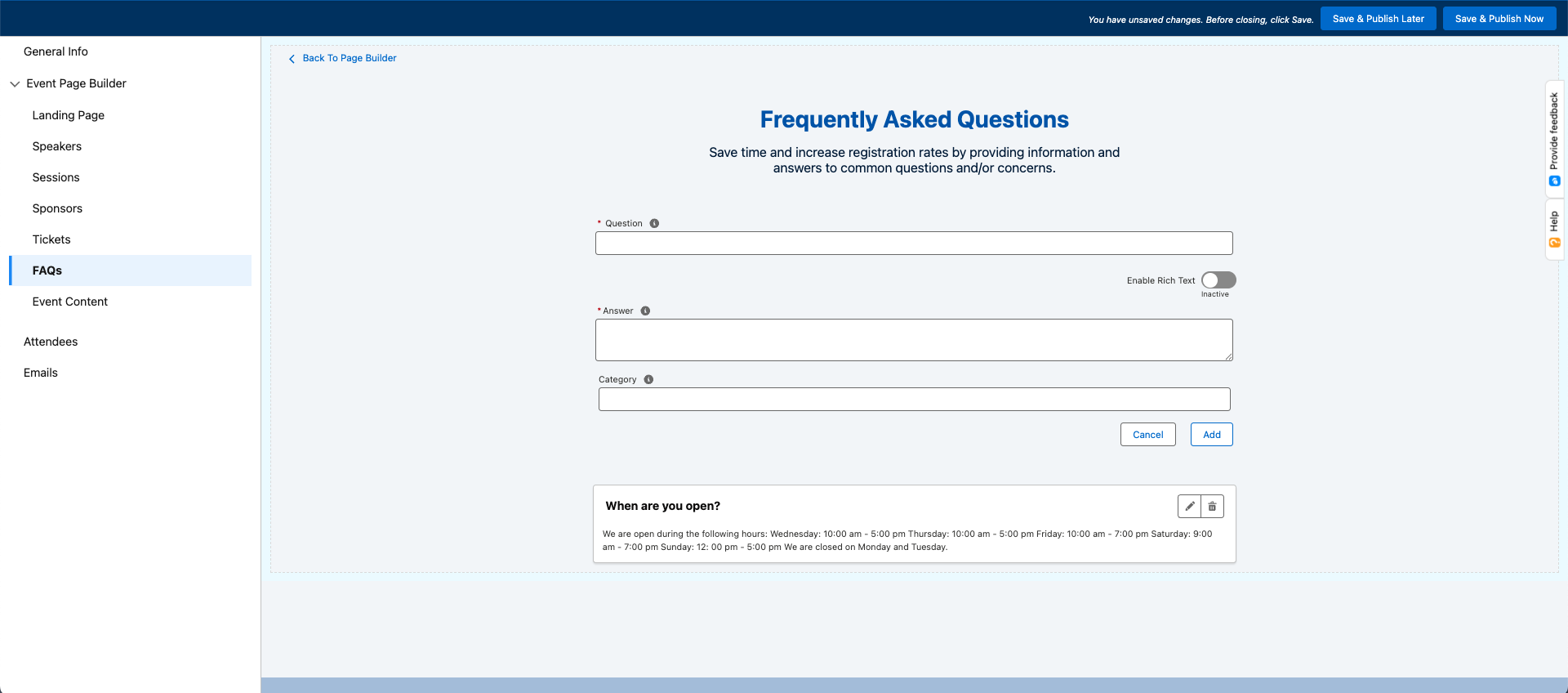 Edit Event_Create New FAQ