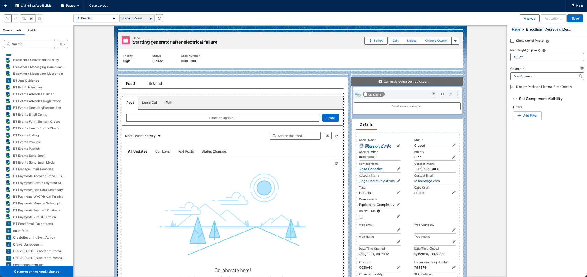 Messaging_Case_Add component to Lightning page