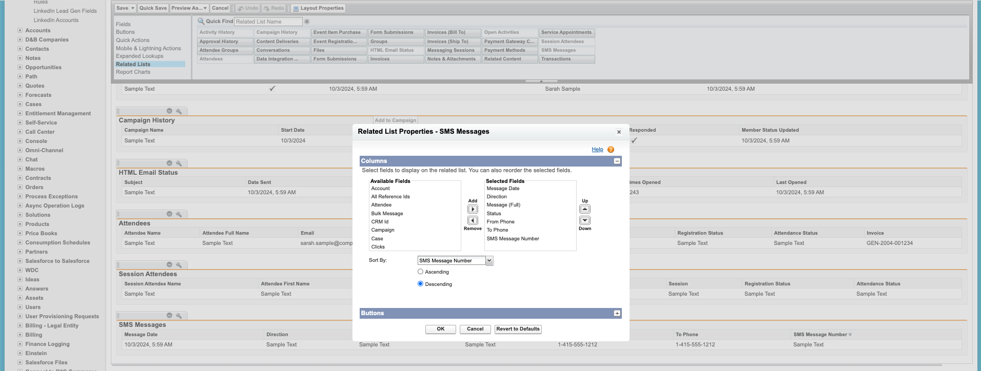 Configure Leads Classic - Related List Properties