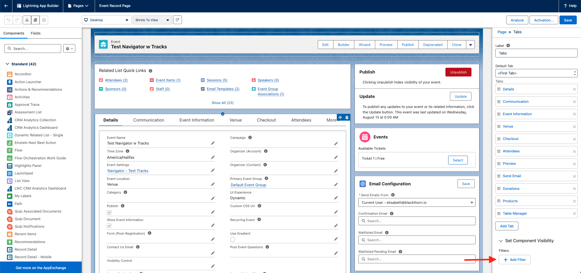 Configure Push Notifications Component