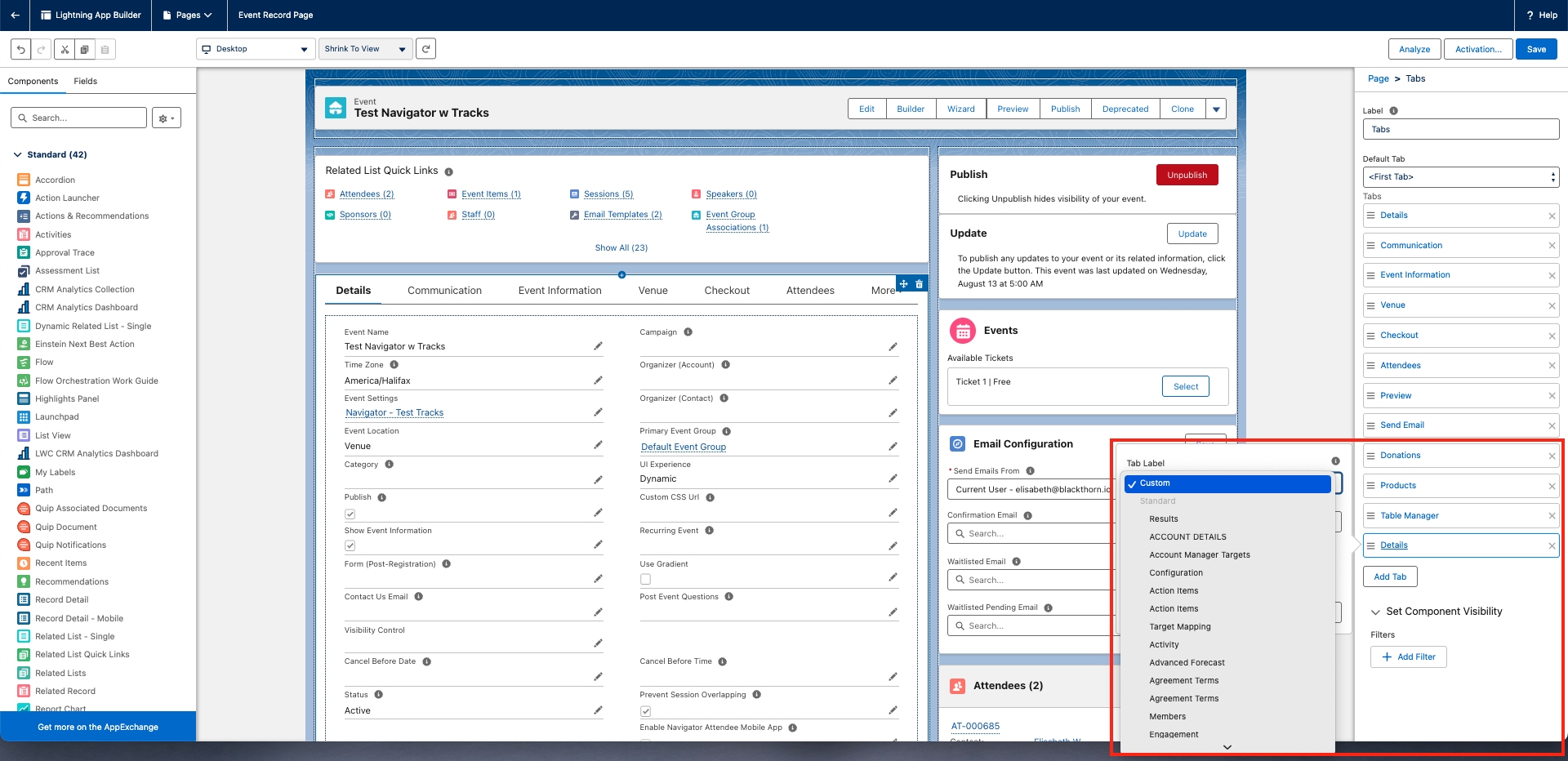 Configure Push Notifications Component
