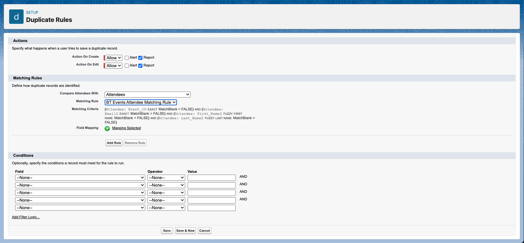 New Matching Rule with Event_ID