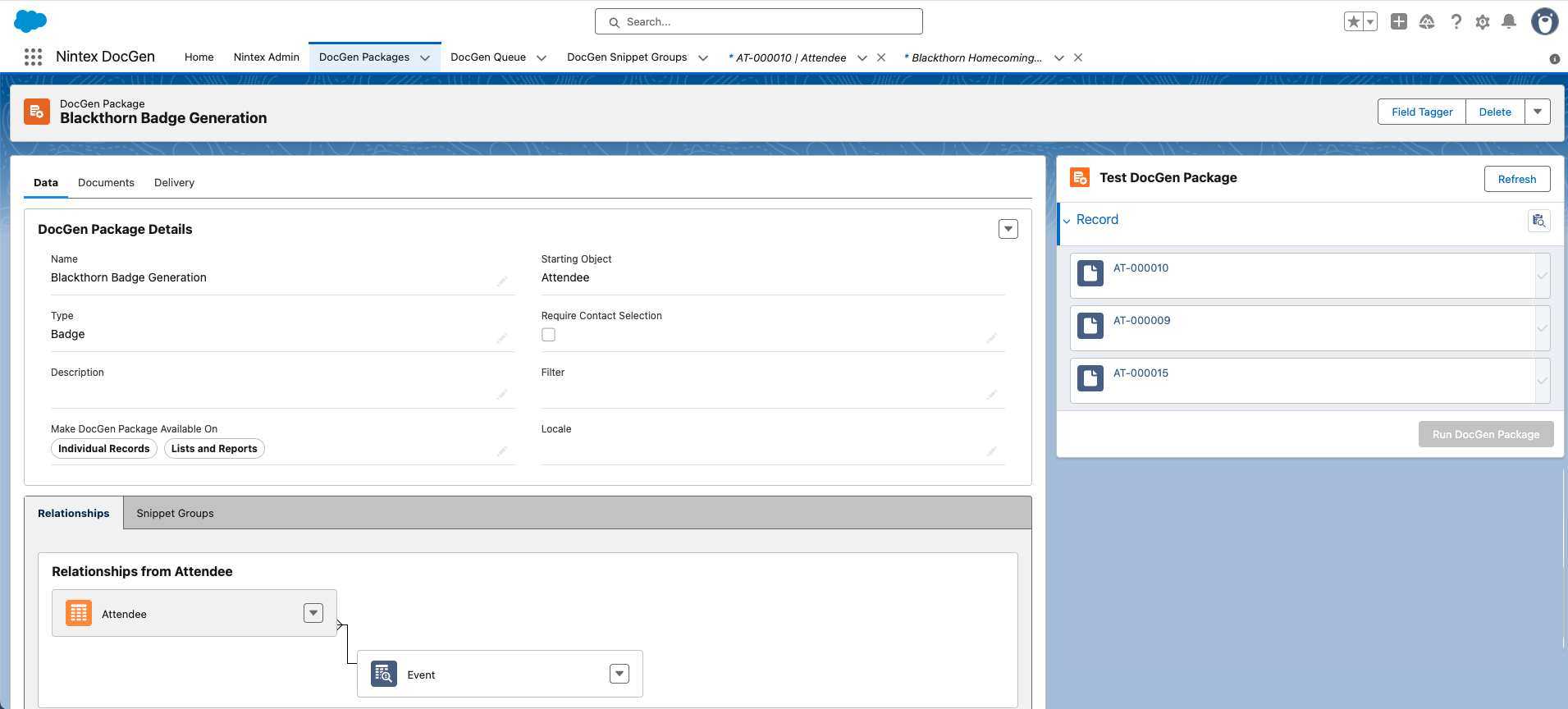 Nintex DocGen_DocGen Package Record