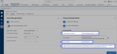 Outbound Message Settings