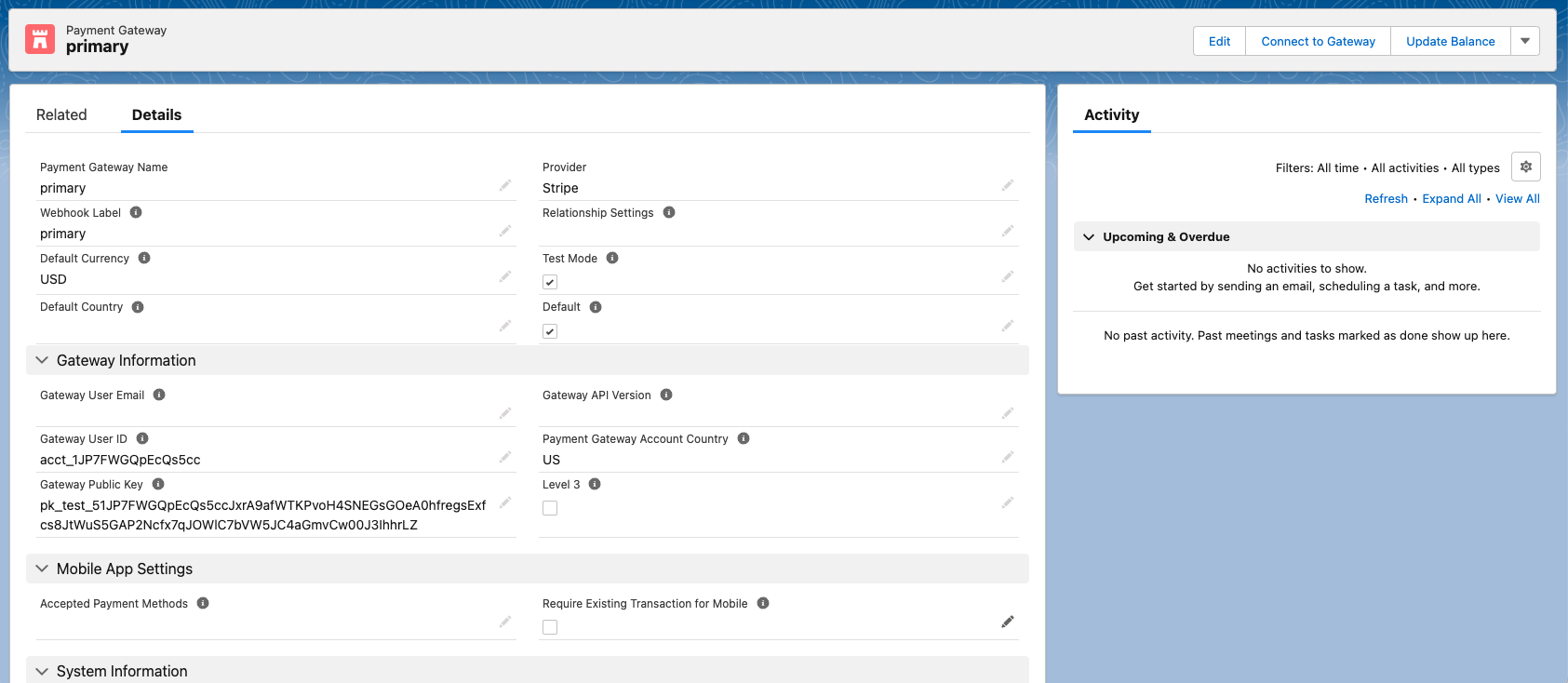 Primary Stripe Payment Gateway