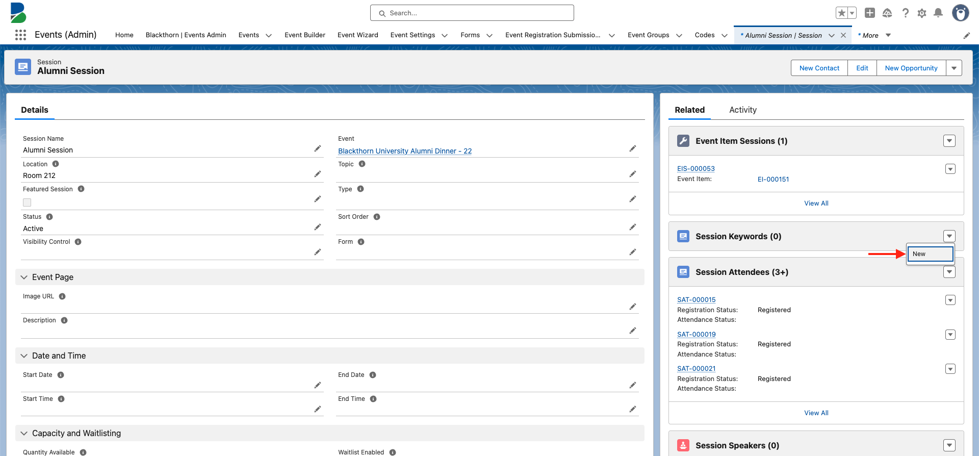 Create a Session Keyword from Related List