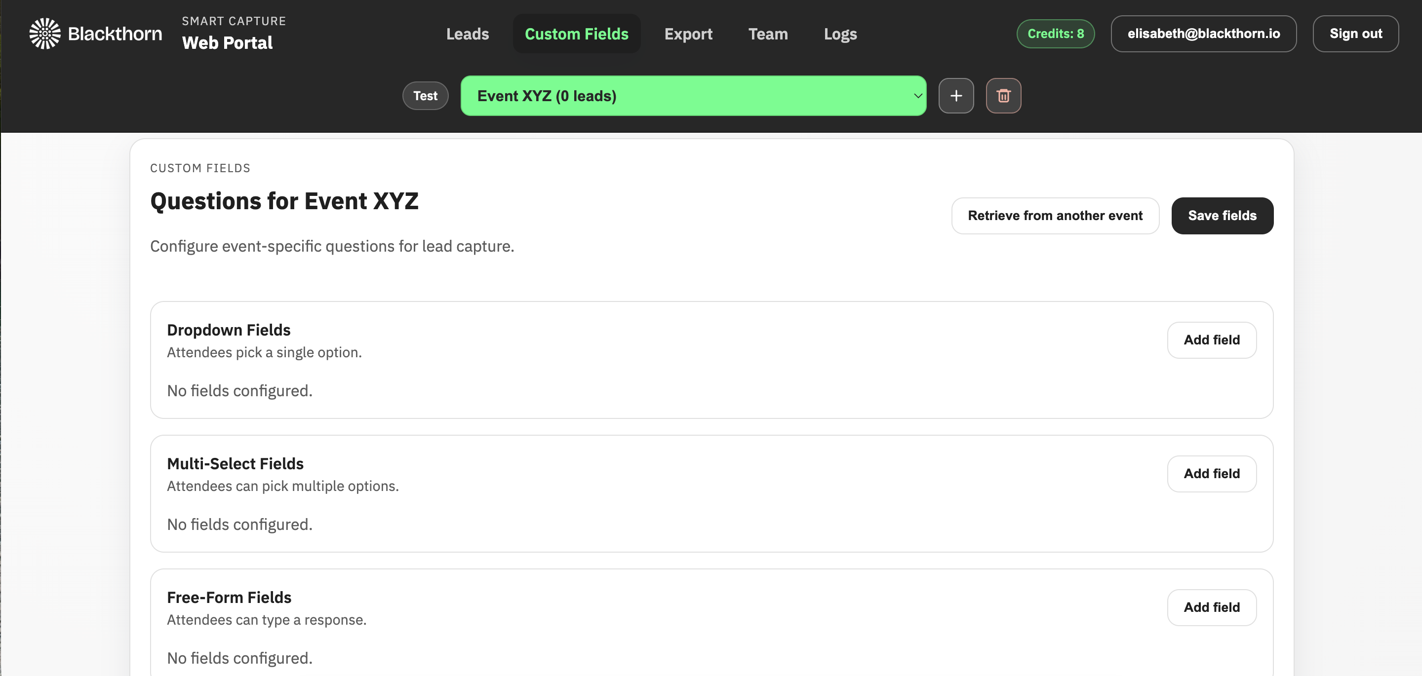 Smart Capture_Web Portal_Custom Fields tab