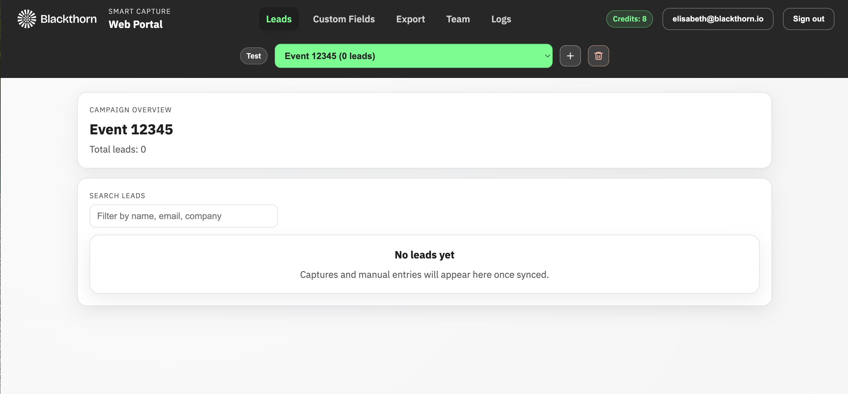 Smart Capture_Web Portal_New Event