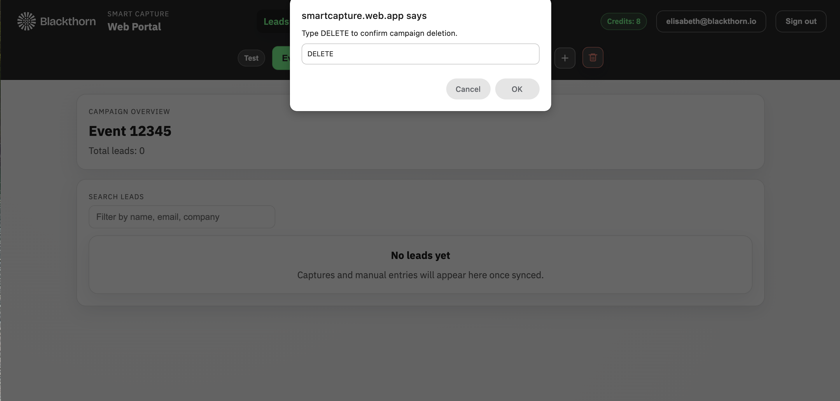 Smart Capture_Web Portal_Write DELETE