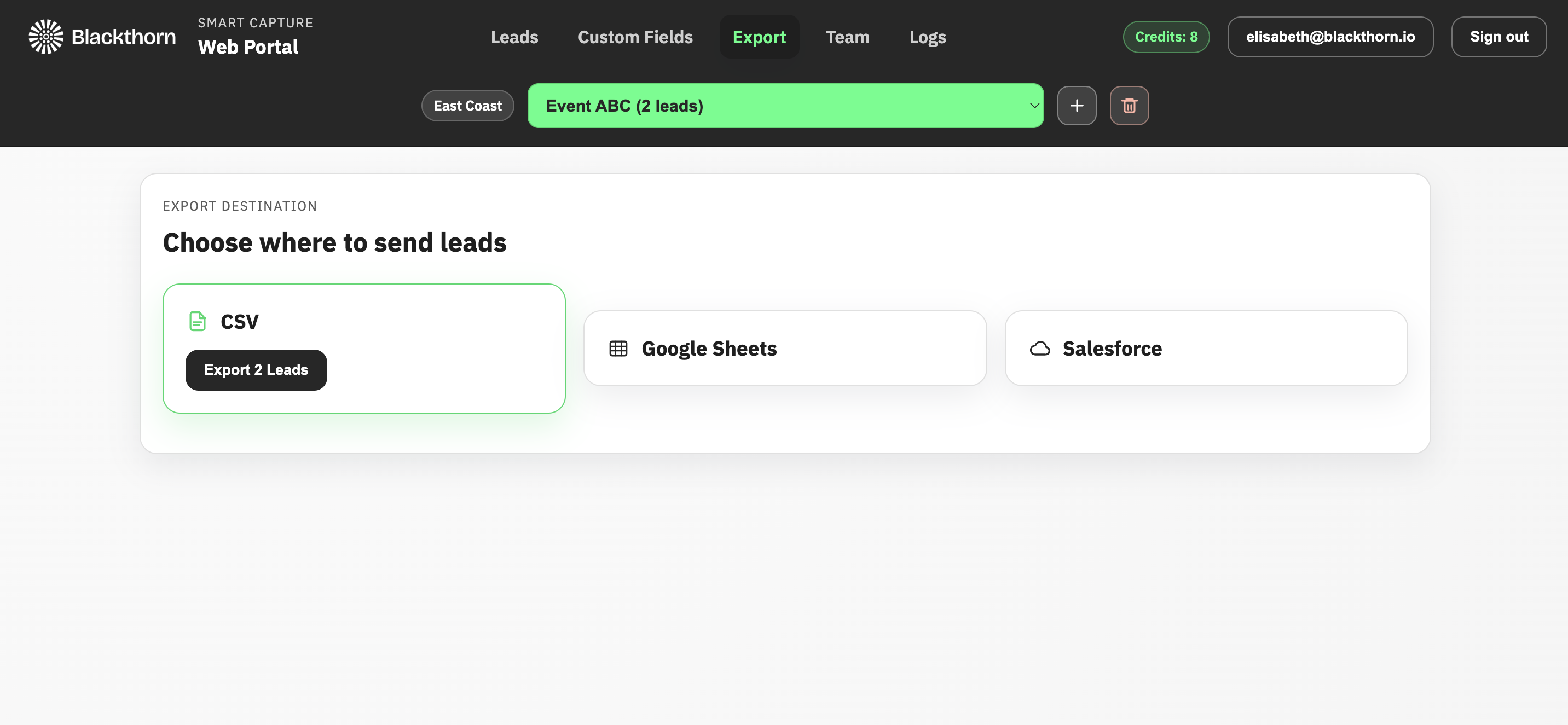 Smart Capture_web portal_export_csv