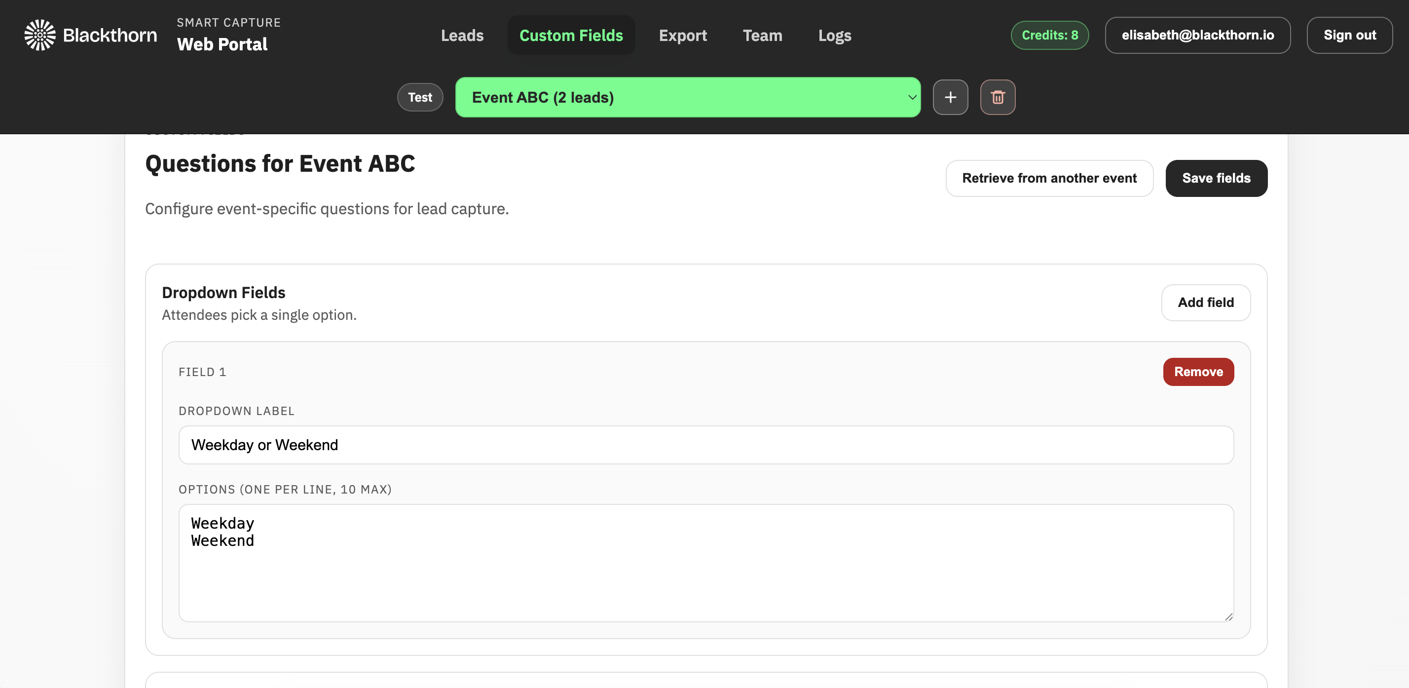 Smart Capture_web portal_shared custom fields