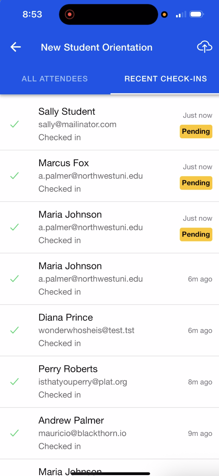 Swift Mode Check-in Pending Sync Attendees